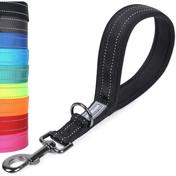 Eryueer Short Dog Lead Closerok Traffic Leash for Dog with Soft Padded Handle for Training & Walking, 32cm, Black