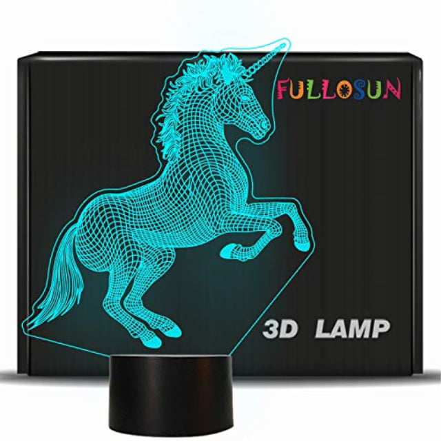RGB Cute Unicorn Head LED Night Light Up Table Lamp Kids Bedroom Christmas Decor