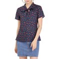 thumbnail image 6 of Allegra K Women's Short Sleeve Tie Bow Neck Printed Blouse, 6 of 7