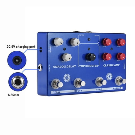 Treble Booster Pedal Multi-effects 4-in-1 Guitar TONE MAKESTATON Effect Pedal Processor CLASSIC AMP Booster Analog Delay FX LOOP EQ ()