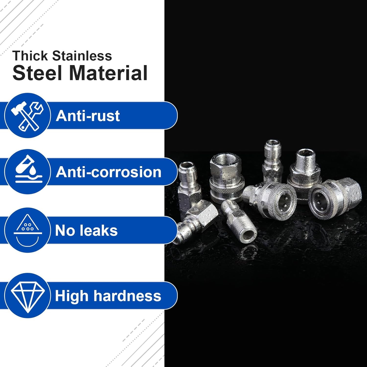 HRTGFD-8 PCS Pressure Washer Quick Connect Kit - 3/8 Quick Connect Hose Fittings, Stainless Steel Hose Connectors for Power Washer and Garden, 5000 PSI