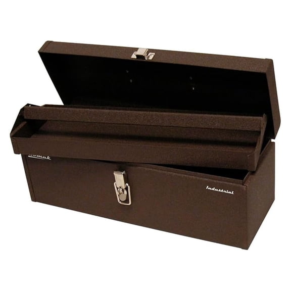 20-Inch Steel Toolbox, Industrial Tool Tote with Tray, Brown Powder Coat, BW00252200 - Professional Grade Storage
