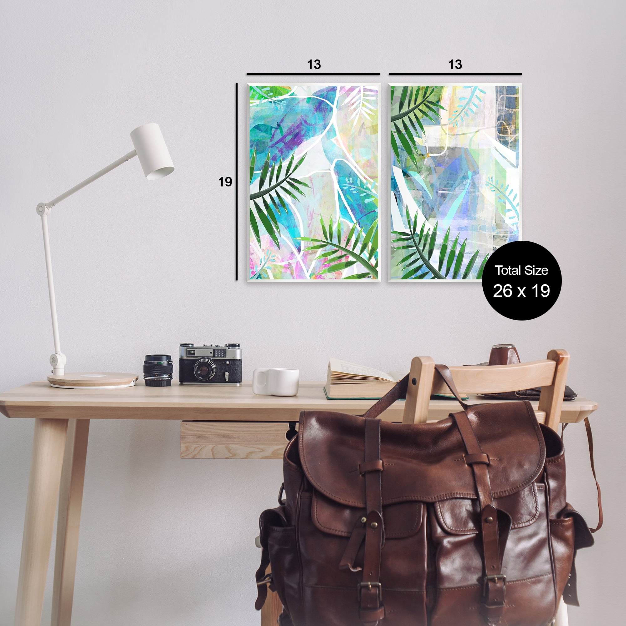 Stupell Industries Abstract Pastel Palm Shapes Plants & Flowers Painting Unframed Art Print Wall Art, 13 x 19, Set of 2