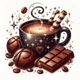 thumbnail image 1 of Colorful Coffee and Pastry Roses Canvas Rhinestone 5D DIY Diamond Embroidery Kits Art, 35*35 cm, frame not included.,3741, 1 of 4