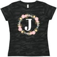 thumbnail image 3 of Inktastic Monogram Letter J Floral Rose Wreath Women's T-Shirt, 3 of 5