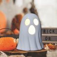 thumbnail image 4 of Halloween Decoration Light Up Ghost Decorations Indoor Ghost Lamp Resin Decoration Ceramic White Ghost Figurines Ghost Statue Cute Ghost Sculpture Spooky Halloween Decor for Home Table Tray, 4 of 7