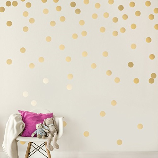 easy peel + stick gold wall decal dots 2 inch (200 decals) safe on