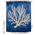thumbnail image 2 of Coastal Coral Waterproof Fabric Shower Curtain,Oil Painted Summer Ocean Modern Art Waterproof Fabric Shower Curtain for Bathroom Curtains Bathtubs Hotel Shower Curtains with 12 Hooks Extra Long 72x96, 2 of 8