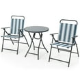 thumbnail image 2 of Gymax 3 Pieces Patio Folding Chair Set w/ 2 Chairs & Glass Round Coffee Table Porch Deck Backyard, 2 of 10