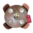thumbnail image 2 of Laminet Housse de Table Ronde Élastique en Lin Violet, Petit, Bois de Chêne, 2 of 4