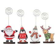 4 pcs Cute Christmas Table Card Memo Holder Stand, Photo Clips Holder Desk Stand for Memo Paper Note