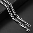 thumbnail image 2 of Hermah 5mm Mens Boys Silver Tone Curb Cuban Necklace Stainless Steel Chain 18-26inch, 2 of 7