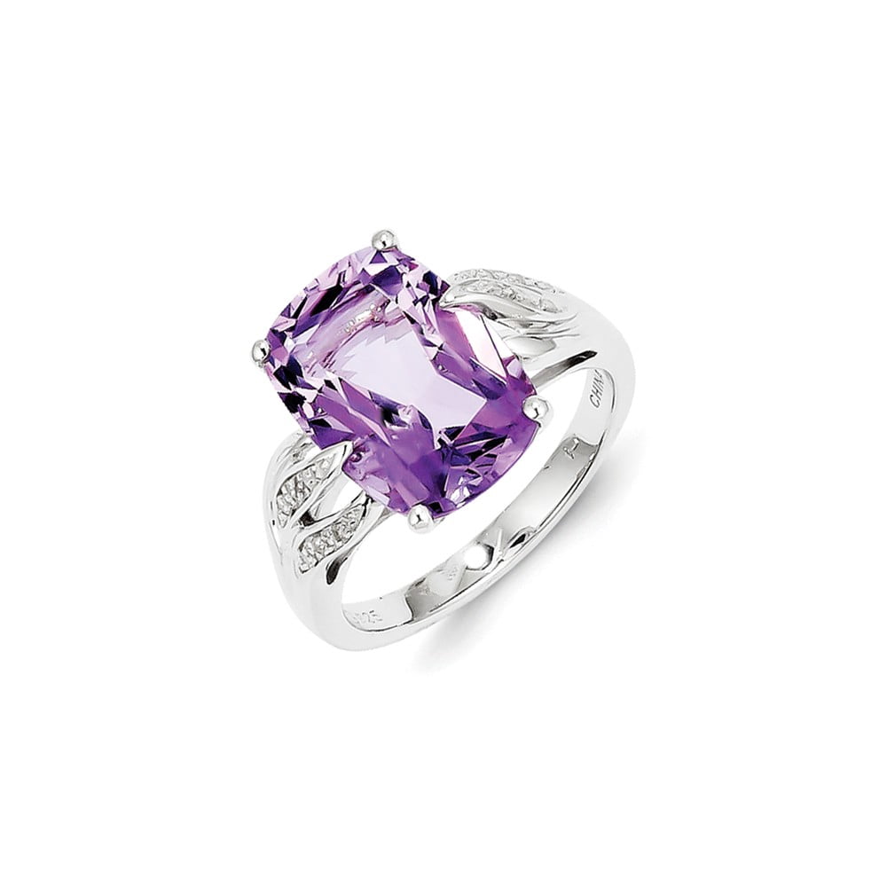 AA Jewels - Solid 925 Sterling Silver Diamond and Amethyst Purple ...