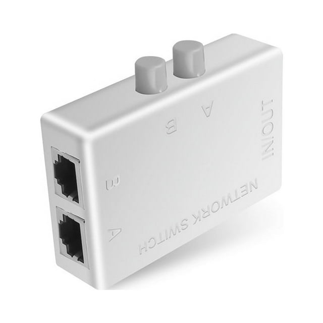 Mini Commutateur Réseau 2 Ports RJ45 RJ-45 Boîtier Réseau Ethernet Commutateur Double Port 2 Voies Commutateur Manuel Adaptateur Hub, 1 * 2 Ports Commutateur Réseau, Blanc