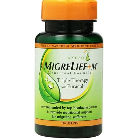 - 2 Pack - MigreLief+M Menstrual Formula Triple Therapy With Puracol Caplets 60 Caplets