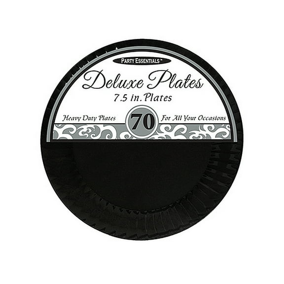 1 - Party Essentials 7.5" Deluxe Salad Plates - Black 70 Ct.