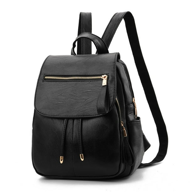 Mochila Mini Mochila De Cuero De PU Mochila De Mujer Bolso De Hombro Monederos Mochila (Negro) suave, cómoda y duradera