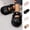 Black, variant on Women's Closed-Toe Slippers with Bow and Pearl Decoration Winter Casual Trendy Home Indoor Warm Slippers