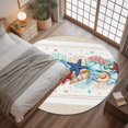 thumbnail image 3 of 3.3ft Round Rug, Blue Starfish Beach Non-Skid Rubber Backing Large Area Rugs - Living Room Bedroom Home Office, Summer Coral Conch Coastal Retro Beige Indoor Floor Mat Carpets Washable Rug, 3 of 9