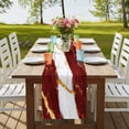 thumbnail image 4 of Red Marble 70 Inch Table Runner, Luxury Gold White Abstract Cracks Artwork Farmhouse Dresser Scarf Cotton & Linen Tablerunner for Dining/Kitchen Island/Holiday Party Décor 13" x 70", 4 of 9