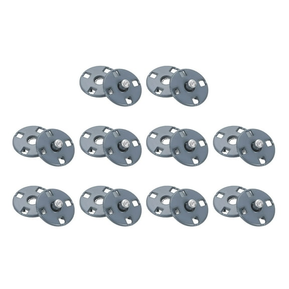 10 Sets Sewing Snap Buttons, 10mm Invisible Press Studs Buttons Sew-on Metal Snap Fasteners Zinc Alloy, Gray