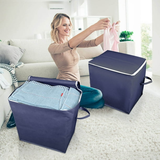 Bolsa de almacenamiento de tela no tejida de gran capacidad con cremallera: organizador plegable para viajes y mudanzas, ideal para ropa, edredones y ropa de cama, 3 tamaños con asas.