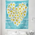 thumbnail image 1 of Garden Tapestry, Heart Shaped Daisy Flowers Romantic Lovers Chamomile Blossoms Print, Fabric Wall Hanging Decor for Bedroom Living Room Dorm, 5 Sizes, Sky Blue White, by Ambesonne, 1 of 1