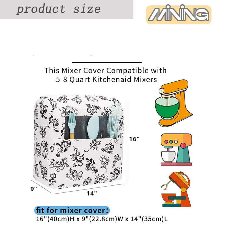 HOMEST Stand Mixer Quilted Dust Cover with Pockets Compatible with  KitchenAid 6/7/8 Quart Bowl Lift, Grey (Patent Design)