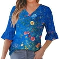 thumbnail image 2 of Drovellove Women's Casual Blouse with Ruffled 3/4 Sleeve – Soft Breathable Top for Spring and Summer, Pairs with Jeans or Tights for Daily Trips, Commuting, or Holiday Parties, 2 of 6