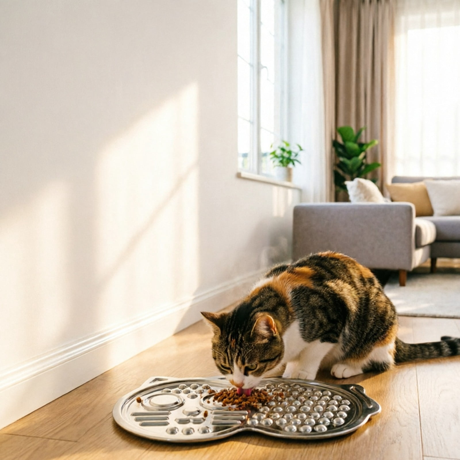 Stainless Steel Pet Licking Mat Large Size Slow Feeding Structure Non Cat Dog Food Bowl Pad Eating Control Practical Pet Slow Feeding Accessory Preventing Gulping Daily Feeding Management