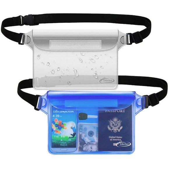 AiRunTech Pochette Étanche avec Sangle de Taille (2 Pack) Accessoires de Plage Meilleur Moyen de Garder Votre Téléphone et Objets de Valeur en Sécurité