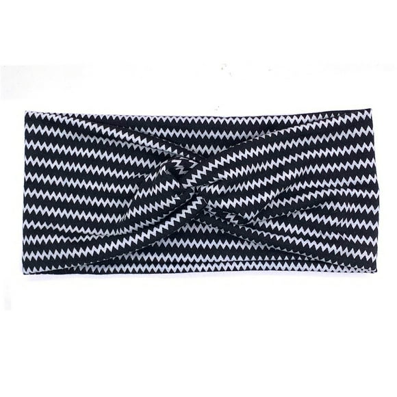 relayinert Crocheted Headband Floral Sports Head Band Adjustable Tie-dye Wide Sweatband Non Slip Hair Styling Accessories for Sporting Yoga Black wavy
