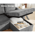 thumbnail image 6 of 81"L-Shape Convertible Sleeper Sectional Sofa with Storage Chaise and Pull-Out Bed,Reversible Corner 3 Person Couch, for Living Room, Apartment,USB Ports, 6 of 9