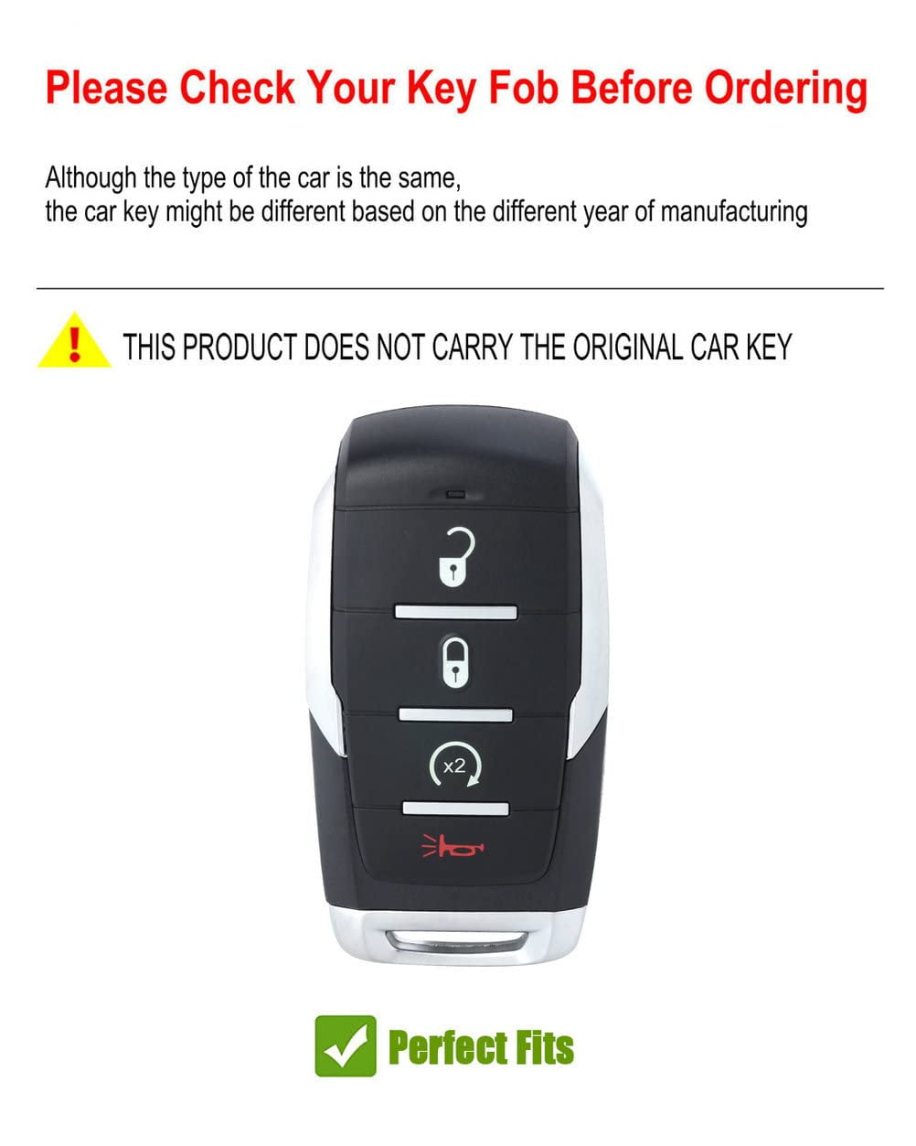 for Ram Key Fob Cover Case Metal Shell Smart Key Holder Protector Compatible for 2019-2024 Dodge Ram 1500 2500 3500 4 Button