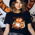 thumbnail image 3 of Pumpkin Spice Everything T-Shirt | Fall Coffee Pumpkin Graphic Tee for Women, Navy, Size XL, 3 of 6