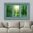 thumbnail image 3 of wall26 - Vintage Teal Window Looking Out Into a Green Forest and The Sun - Canvas Art Home Art - 12"x18", 3 of 5