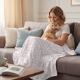 thumbnail image 4 of Pink Spring Floral Throw Blanket for Couch,Soft Lightweight Flannel Fleece Blanket,Elegant Watercolor Summer Botanical Microfiber Plush All Season Decorative Blankets for Sofa Office Travel 40"x50", 4 of 9
