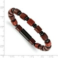 thumbnail image 2 of Stainless Steel Stretch Polished Black Ip-Plated Beads And Wood Bracelet (7.5 X 8) Made In China srb2158, 2 of 5