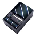 thumbnail image 2 of Eoperou 4Pcs/Set Smooth Texture Luxury Exquisite Gift Box Tie Men Business Jacquard Print Tie Cufflinks Square Scarf Clip Set, 2 of 8