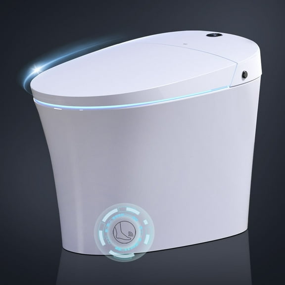 R&T E16 Smart Toilet with Bidet Build in, One Piece Modern Toilet for Bathroom, Elongated Tankless Tolilets with Auto Flush, Night Light, Heated Seat, Warm Water, Air Dryer, Deodorization