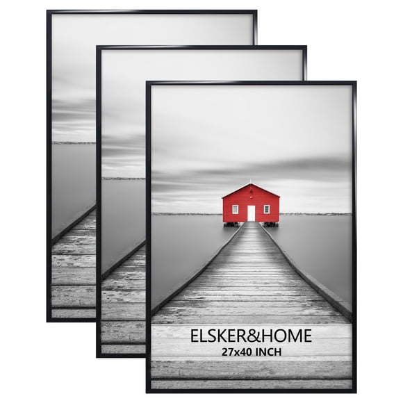 ELSKER&HOME 27x40 Poster Frame 3 Pack, Black Picture Frame for Horizontal or Vertical Wall Mounting