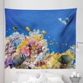 thumbnail image 1 of Underwater Tapestry, Colorful Underwater World with Corals Tropical Fish Exotic Diving Travel Destination, Fabric Wall Hanging Decor for Bedroom Living Room Dorm, 5 Sizes, Blue Yellow, by Ambesonne, 1 of 1