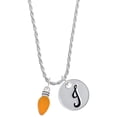 thumbnail image 1 of Delight Jewelry Silvertone Christmas Lights - Hot Orange Resin Silvertone Script Initial Disc - J - Charm Necklace, 20"+3", 1 of 4