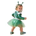 thumbnail image 2 of TiaoBug Toddler Baby Girls Alien Outfit Metallic Bodysuit Long Sleeve Tutu Dress with Headband Green 9-12M, 2 of 7