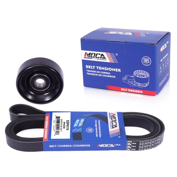 MOCA AUTOPARTS Serpentine Belt w/ Idler Pulley Fit for 1999-2002 Chevrolet Silverado 1500 2500 & 2000-2002 Chevrolet Suburban 1500 2500