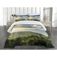 thumbnail image 3 of Ambesonne Country Home Quilted Bedspread Set 3 Pcs, Sunrise Woodland, Queen Size, Olive Green Blue Yellow, 3 of 5