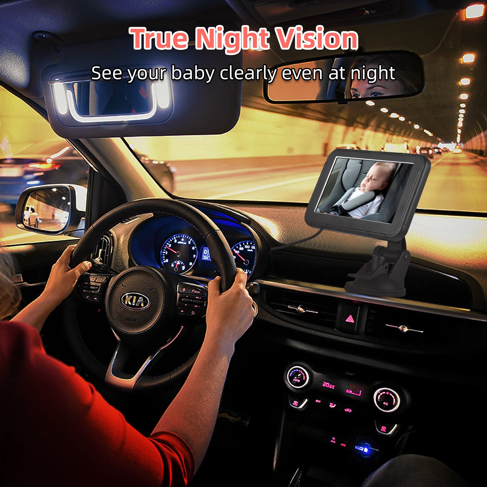 Auwogo 1080P Baby Car Camera with 5" HD Monitor, Rear-Facing Baby Car Seat Monitor with Night Vision, Wide Angle Backseat Baby Camera for Safe Driving