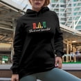 thumbnail image 2 of B A E, Black and Educated, Black History Month Merch Gift, Black Hooded Sweatshirt or Hoodie, Small, 2 of 5