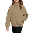thumbnail image 4 of luawuai Girls Full Zip Sweatshirt Jacket with Pockets, Khaki, Size 11-12 Years, 4 of 6