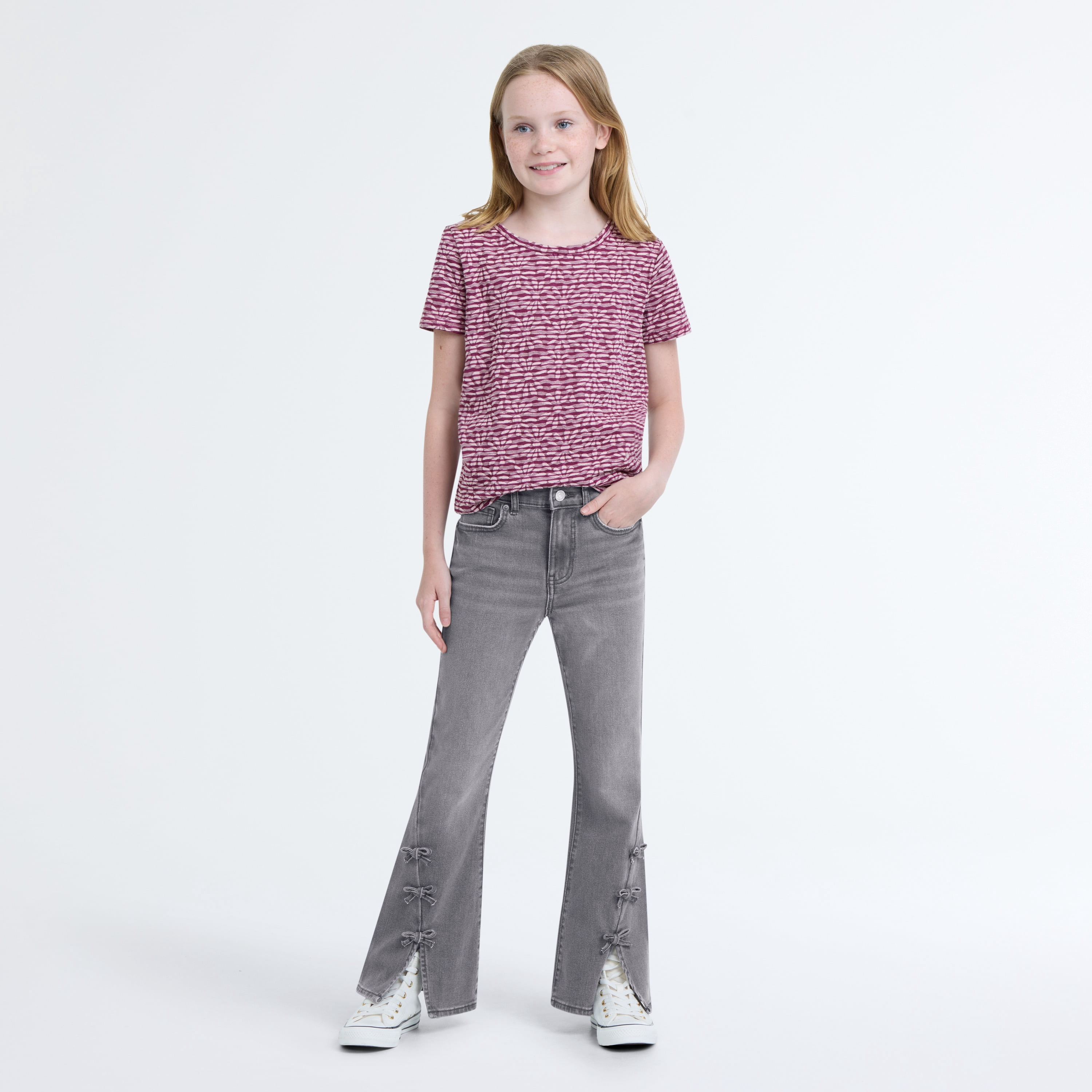 Levi Strauss Signature Girls Seamed Flare with Bows Jeans, Sizes 5-18